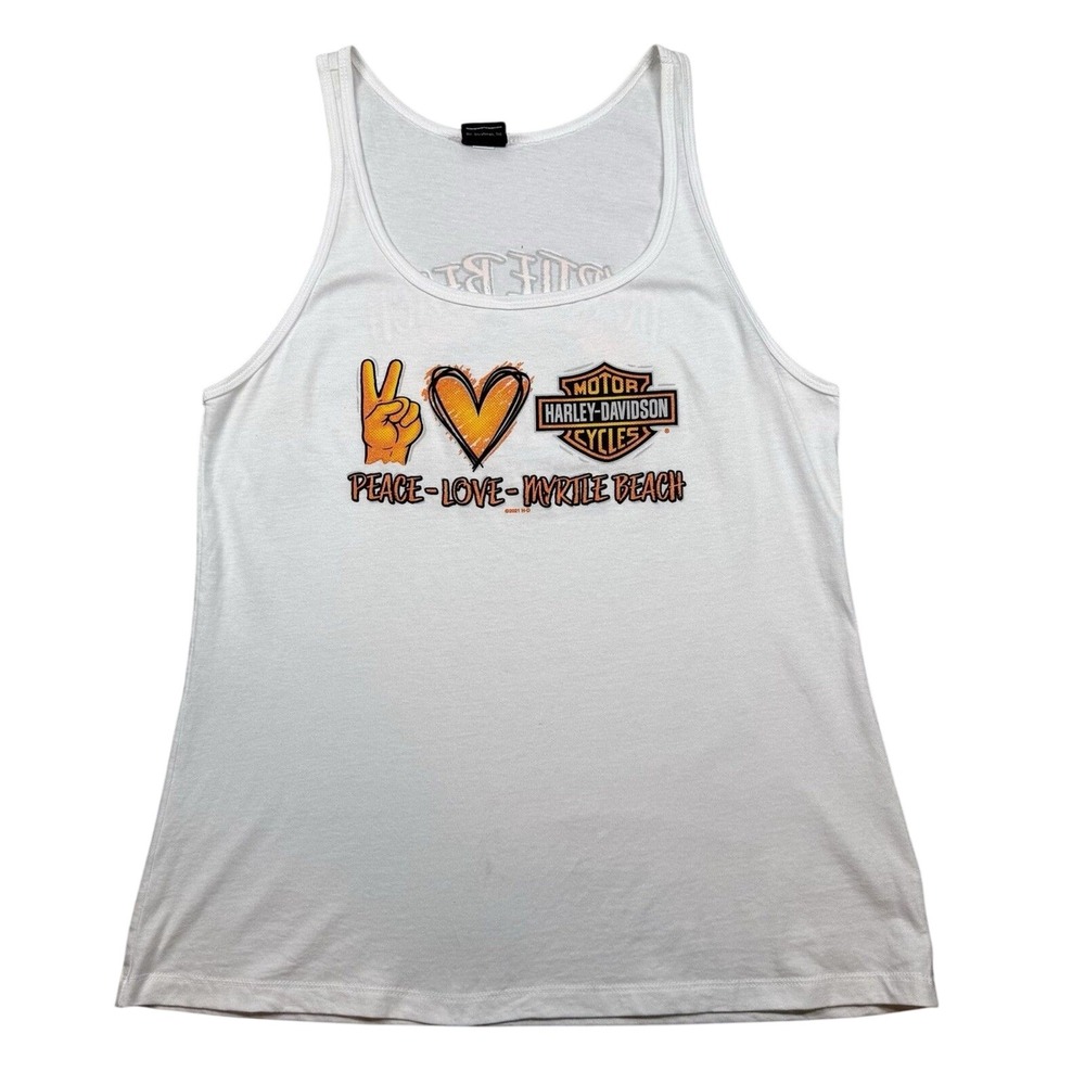 Harley‎ Davidson Shirt Women's Small White Tank Biker Souvenir Americana Tank